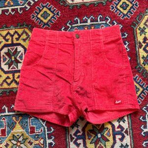 Hammies Red Corduroy Retro Short shorts pockets elastic high waist structured